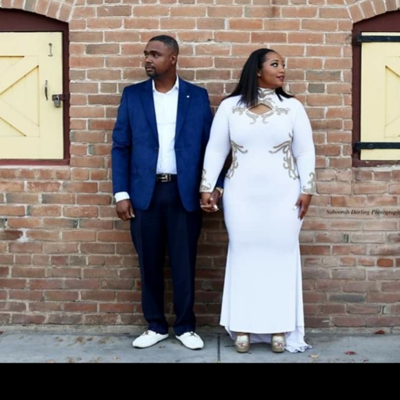 Long sleeve heavy beaded custom dress - Picture 3 of 9